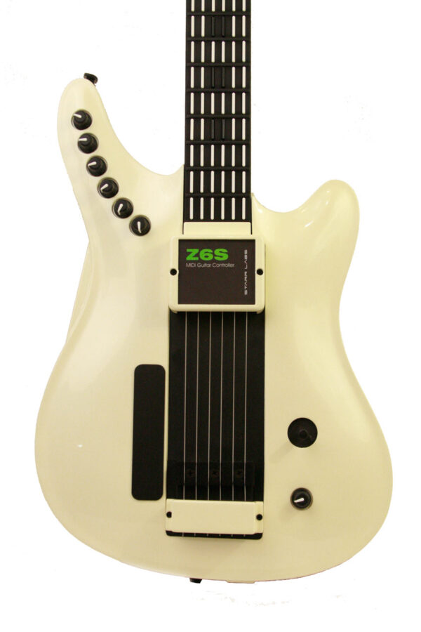 white Z6S-DLX-7 midi guitar with ribbon and string triggers