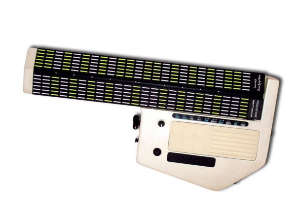white miniz MIDI controller with two guitar necks